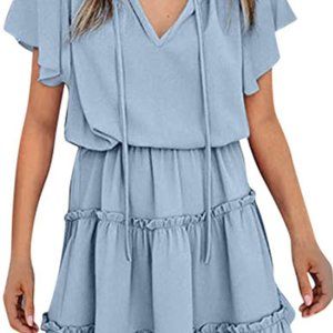Blue Ruffle Mini Dress